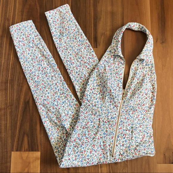 floral denim jumpsuit